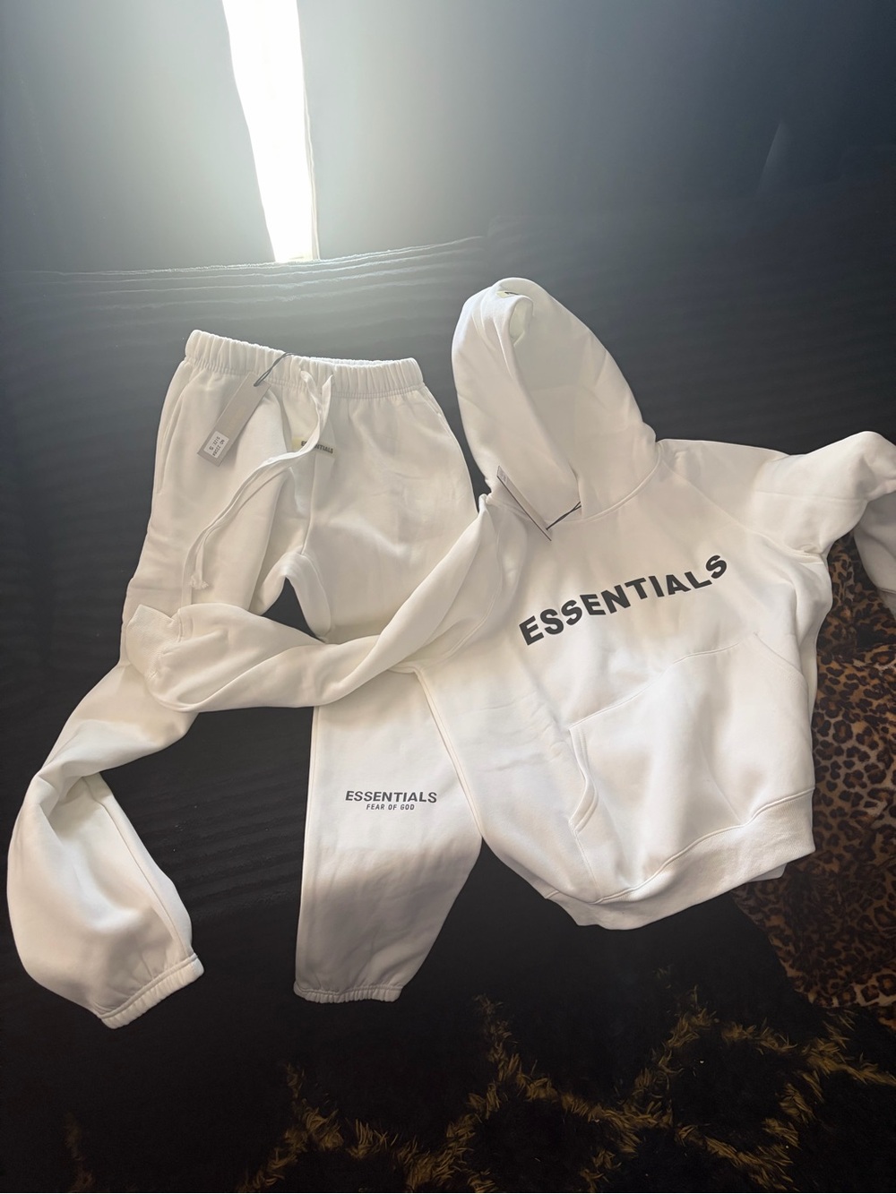 Essentials Kids White Hoodie & White Joggers Set